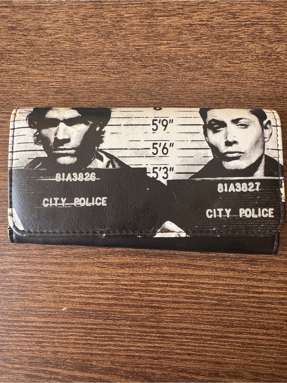 Hot Topic Black and White Supernatural Mugshot Fold-Over Wallet